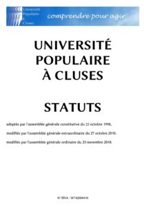 Les statuts de l'UP Cluses